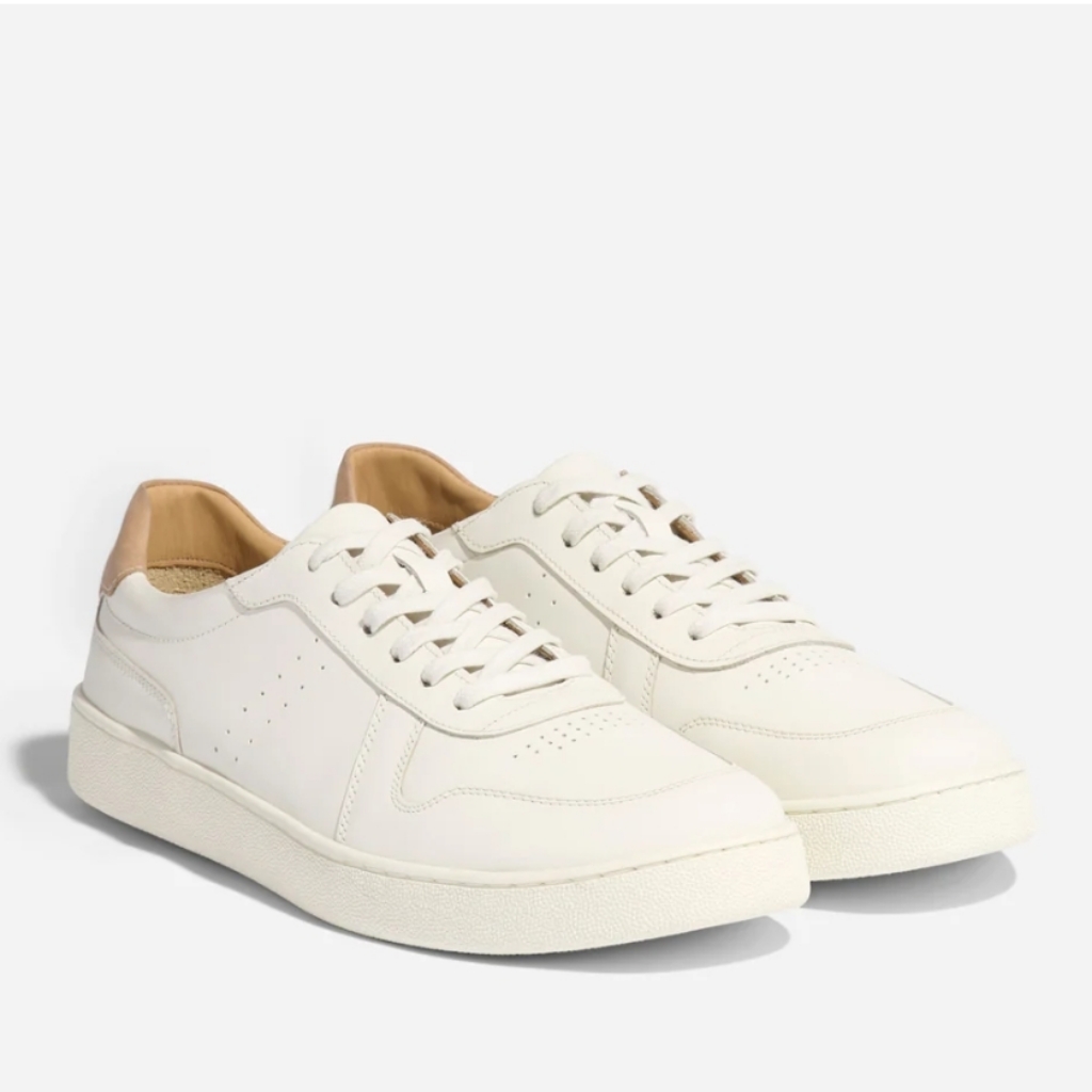 New Nisolo Men's Beto Go-To Court Sneaker White Leather 8.5